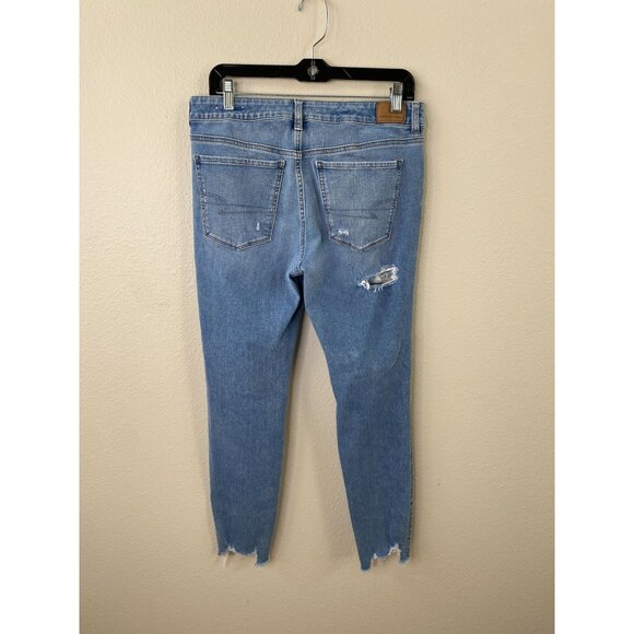 American Eagle Womens The Dream Jean Distressed High-Rise Skinny Jeans 12R - Picture 2 of 8